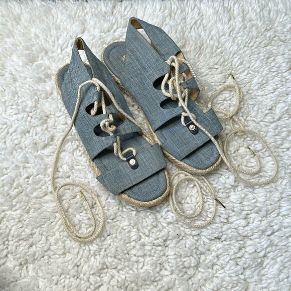 Michael by Michael Kohrs Denim Style Rope Strapy Tie Up Sandals Like New - Picture 2 of 10